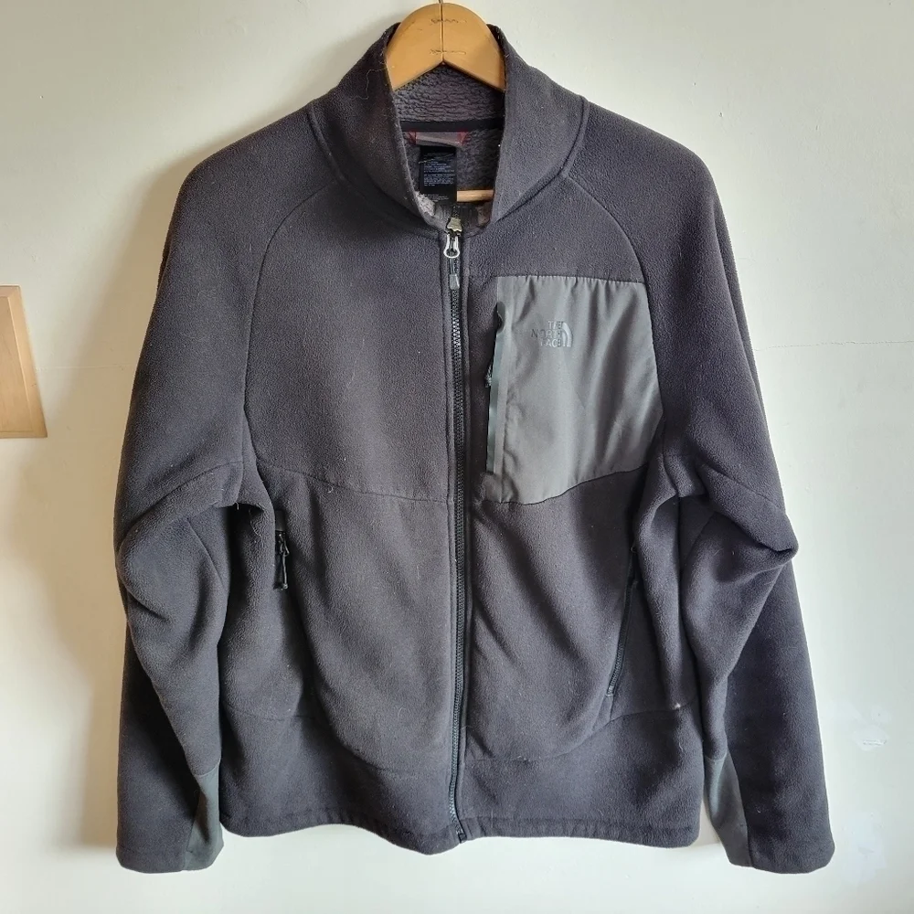 The North Face Jacket Full Zip Black Gray Sherpa Lined Men's Medium